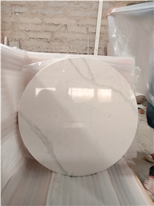 Calacatta White Quartz Round Table Tops for Hotel