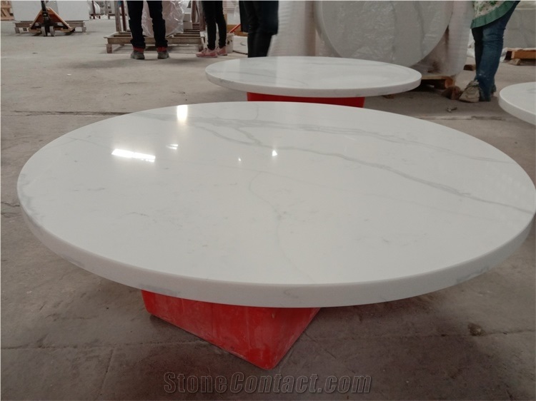 Calacatta White Quartz Round Table Tops for Hotel