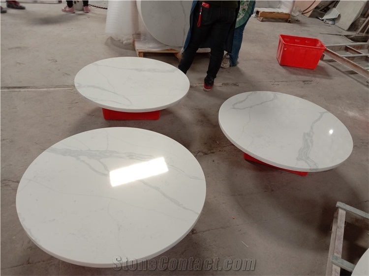 Calacatta White Quartz Round Table Tops for Hotel