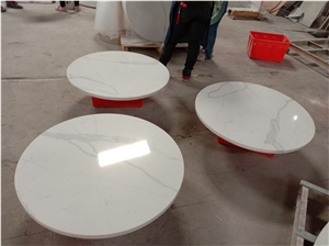 Calacatta White Quartz Round Table Tops for Hotel
