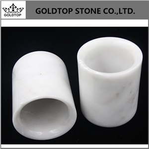 Carrara White Marble Candle Jar with Lid Customize