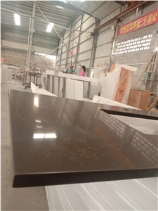 China Quartz Countertops Black with Gold Vein