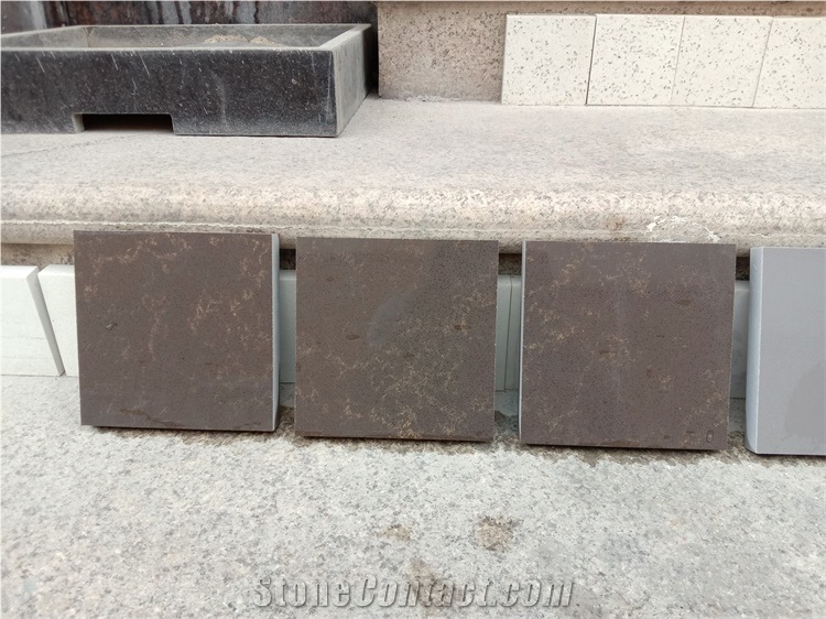 China Quartz Countertops Black with Gold Vein