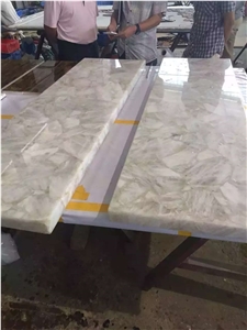 Crystal White Semiprecious Stone Slab Tiles