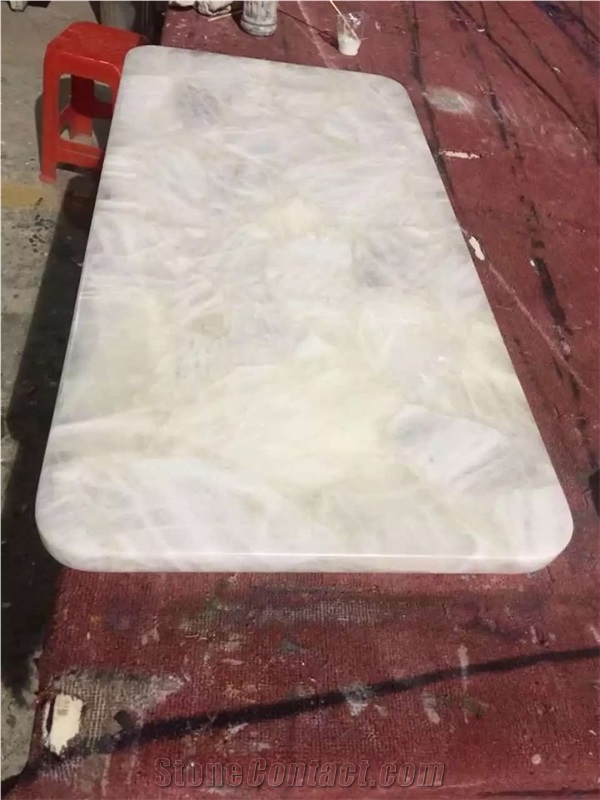 Crystal White Semiprecious Stone Slab Tiles