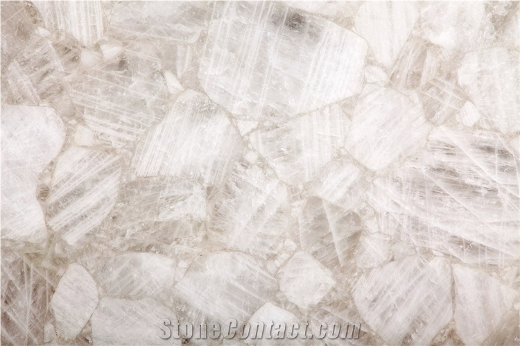 Crystal White Semiprecious Stone Slab Tiles