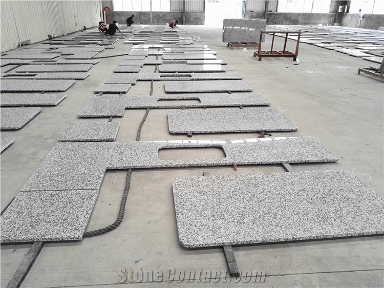 G439 White Granite Prefab Bathroom Vanity Top