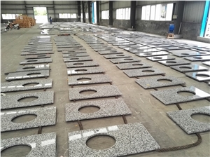 G439 White Granite Prefab Bathroom Vanity Top