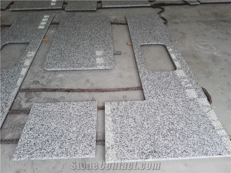 G439 White Granite Prefab Bathroom Vanity Top
