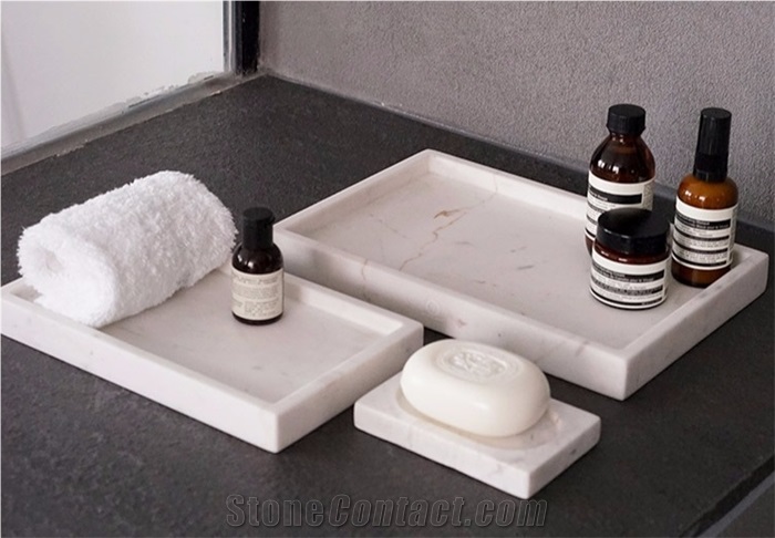 Green Marble Tray Bathroom Set Natural Stone