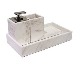 Green Marble Tray Bathroom Set Natural Stone