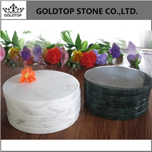 Italy White and Black Marble Round Coasters