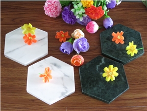 Italy White and Black Marble Round Coasters