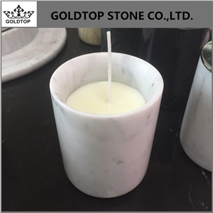 Polished Marble Candle Holders Jar with Lid