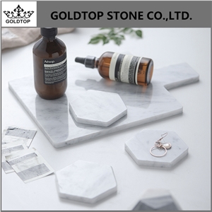 Polished White Marble Coasters/Food Dish/Tray/Kitchen Sets