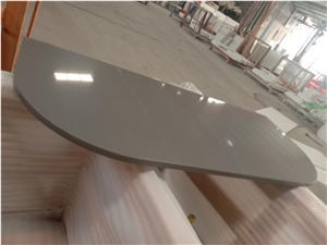 Pure Grey Quartz Prefab Countertop Kitchen Top