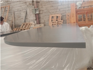 Pure Grey Quartz Prefab Countertop Kitchen Top
