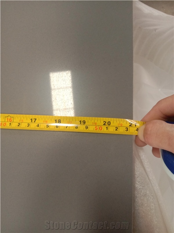 Pure Grey Quartz Prefab Countertop Kitchen Top