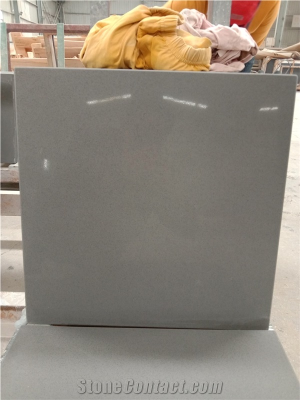Pure Grey Quartz Slabs for Countertops Vanity Tops