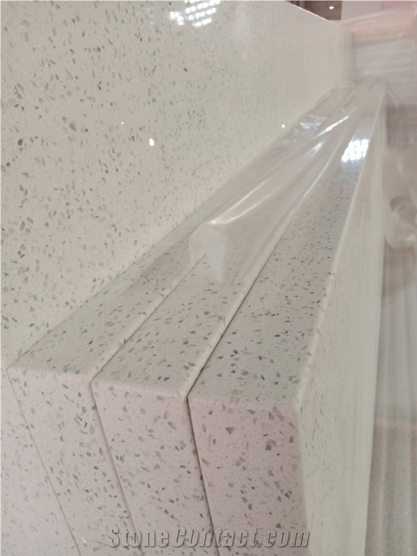 Sparkle White Polished Prefab Countertops