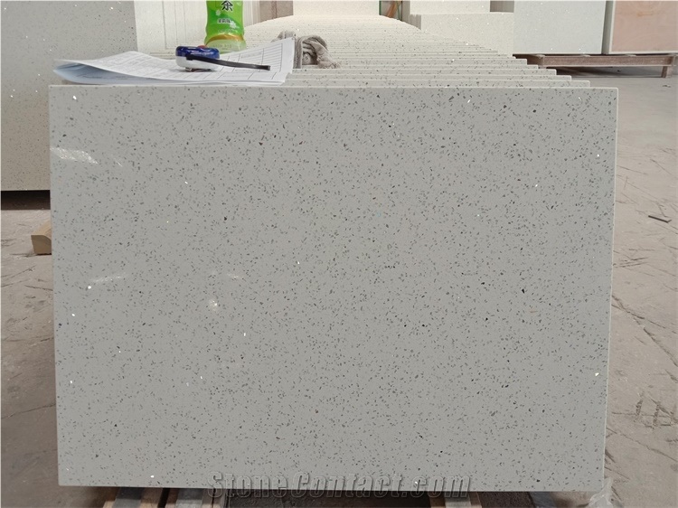Sparkle White Polished Prefab Countertops