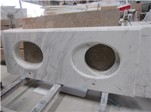 Volakas White Marble Prefab Vanity Tops with Sink