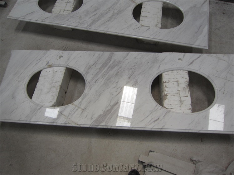 Volakas White Marble Prefab Vanity Tops with Sink