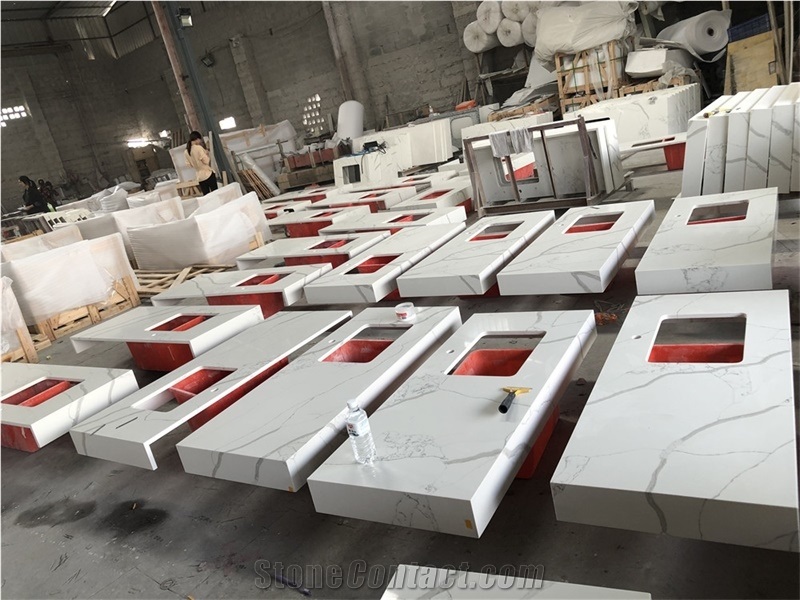 White Calacatta Quartz Countertops