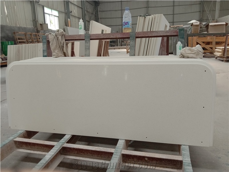 White Quartz Prefab Countertops for Kitchen Top