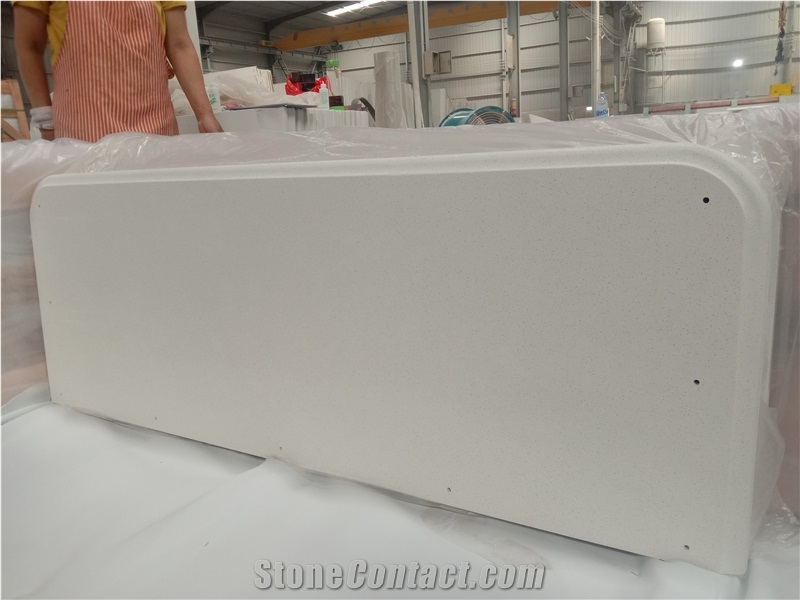 White Quartz Prefab Countertops for Kitchen Top