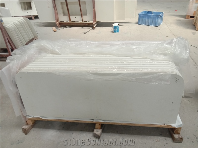 White Quartz Prefab Countertops for Kitchen Top