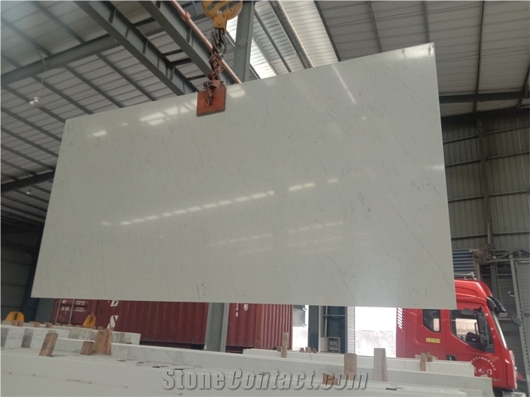 White Solid Surface Sheets Clacatta Quartz Slabs