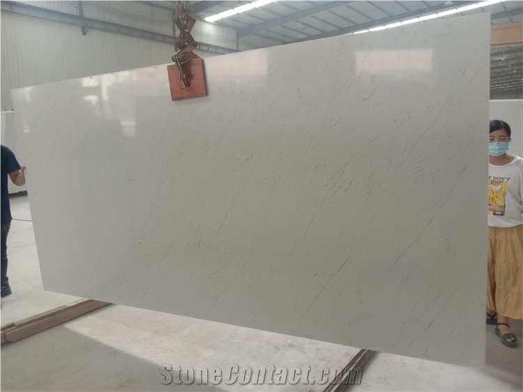 White Solid Surface Sheets Clacatta Quartz Slabs
