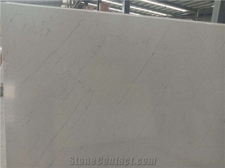 White Solid Surface Sheets Clacatta Quartz Slabs