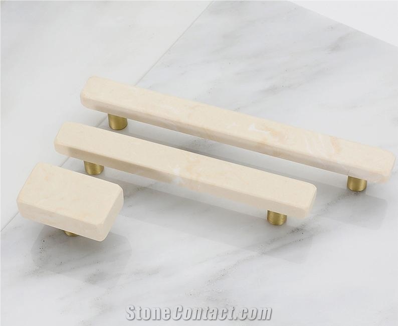 Beige Marble Handle Cabinet Knobs for Kitchen
