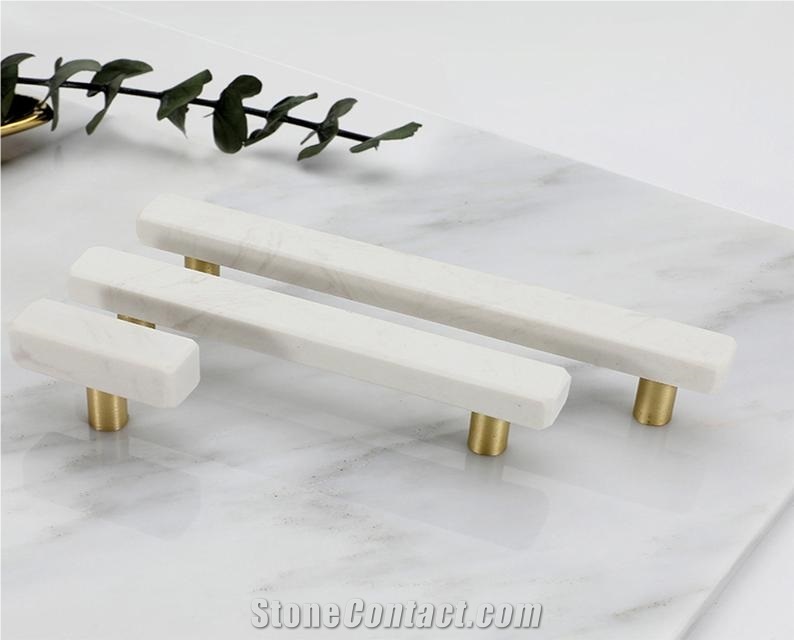 Beige Marble Handle Cabinet Knobs for Kitchen
