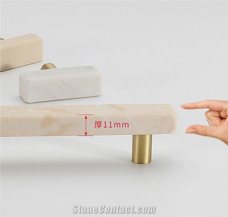 Beige Marble Handle Cabinet Knobs for Kitchen