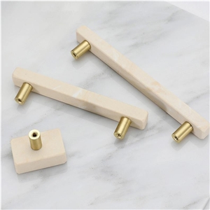 Beige Marble Handle Cabinet Knobs for Kitchen