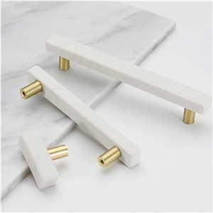 Beige Marble Handle Cabinet Knobs for Kitchen