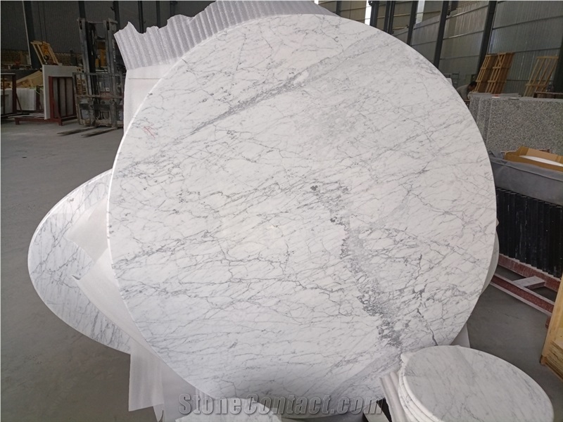 Bianco Carrara Fabricate Ogee Round Table Tops