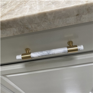 Carrara White Marble Handle Knobs Cabinet Kitchen