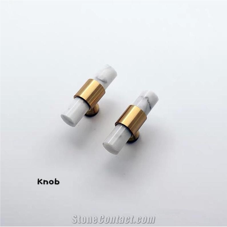 Carrara White Marble Handle Knobs Cabinet Kitchen