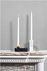 White Marble Candle Holder Kitchen and Bath Tray