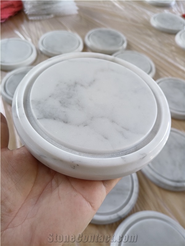 White Marble Carrara Candle Home Decorative Trys