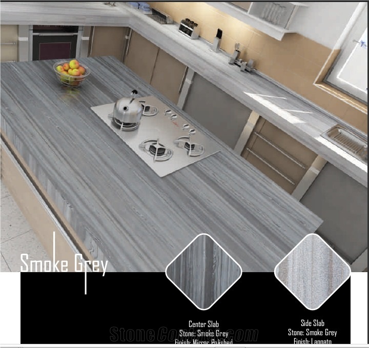Smoke Grey Wooden Vein Quartzite Slabs