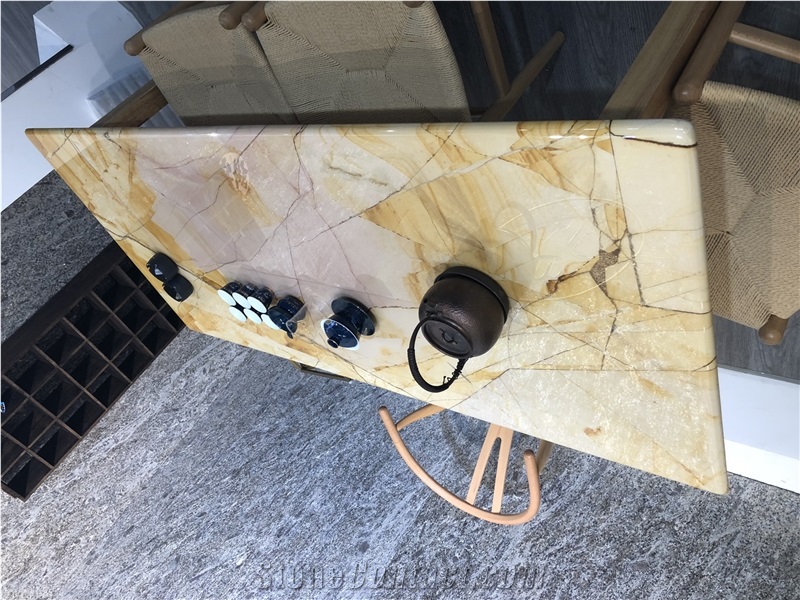 Teak Wood Marble Table Top