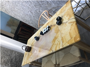 Teak Wood Marble Table Top
