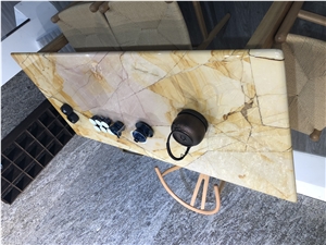 Teak Wood Marble Table Top