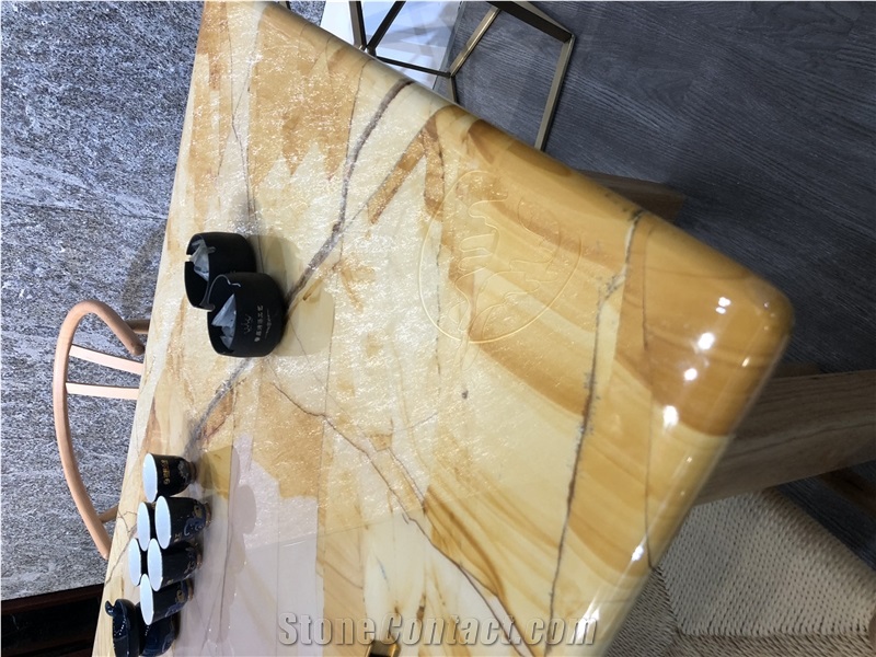 Teak Wood Marble Table Top