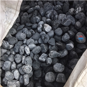 Black Color Tumbled Pebble Stone for Landscaping